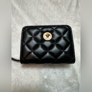 Versace Black Quilted Wallet with Gold Accent